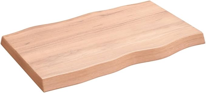 Solid Oak Wood Rectangular Tabletop 31.5 x 19.7 x 2.4 in Handcrafted Rustic Brown Countertop Varnished Smooth Close for Dining Room Kitchen Desk Bar