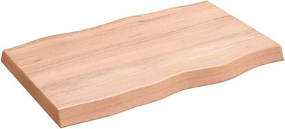 Solid Oak Table Top 31.5 x 19.7 in Rectangular Brown Wood Countertop for Dining Room, Kitchen Island, Console Desk, Smooth-Closing Workbench, Indoor Use