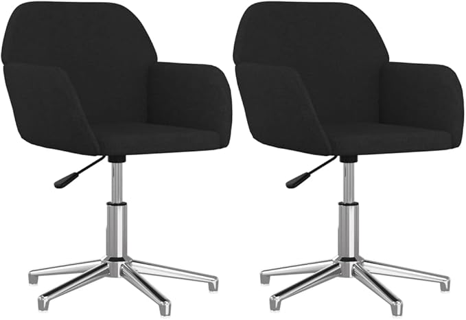 Swivel Dining Chairs 2 Pcs Set Black Fabric Upholstered Modern Accent Chairs with Ergonomic Backrest for Kitchen Dining Room Living Room