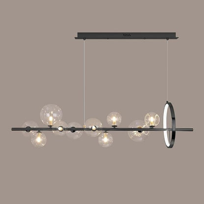 Linear Kitchen Island Lighting, Dining Room Light Fixture Over Table, Large Industrial Black Pendant Lights Ceiling Hanging for Kitchen Living Room (Black, 10-Light)