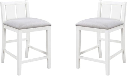 Lilola Home Graham Set of 2 White Finish Upholstered Counter Height Dining Chairs with Cream Linen Seats and Rubberwood Legs — Stylish and Comfortable Seating for Kitchen & Dining Areas