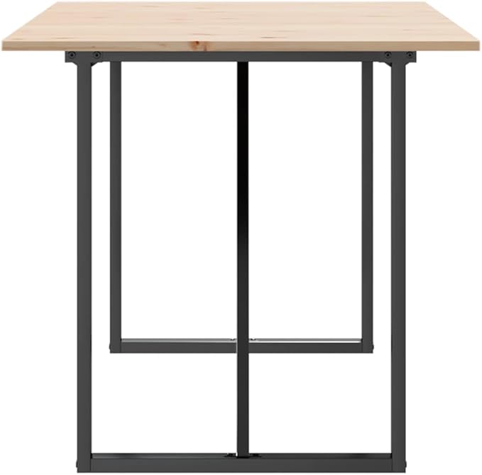 Solid Pine Wood Rustic Dining Table, 6-Seater Rectangular Kitchen Table, Sturdy Metal Leg Dinner Furniture for Kitchen & Dining Room Spaces