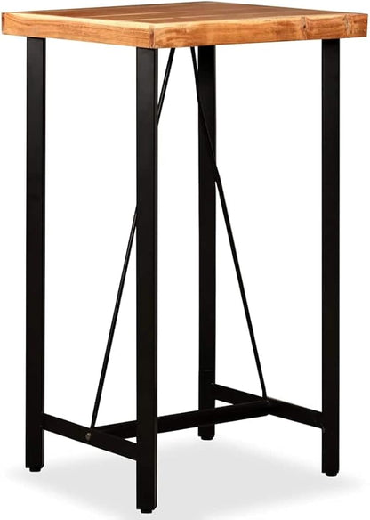 Industrial Bar Table, 23.6x23.6 Inch Square Pub Table with Solid Acacia Wood Top and Heavy Duty Steel Frame, High Counter Dining Table for Kitchen, Bistro, Home Decor