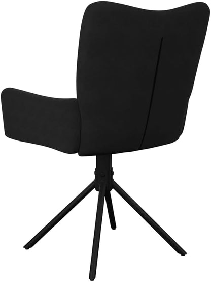 Swivel Dining Chairs Set of 2, Black Velvet Upholstered Modern Accent Chairs with 360 Degree Rotation for Kitchen Island, Dining Room, Home Office - Sturdy Metal Frame & Comfortable Padded Seat