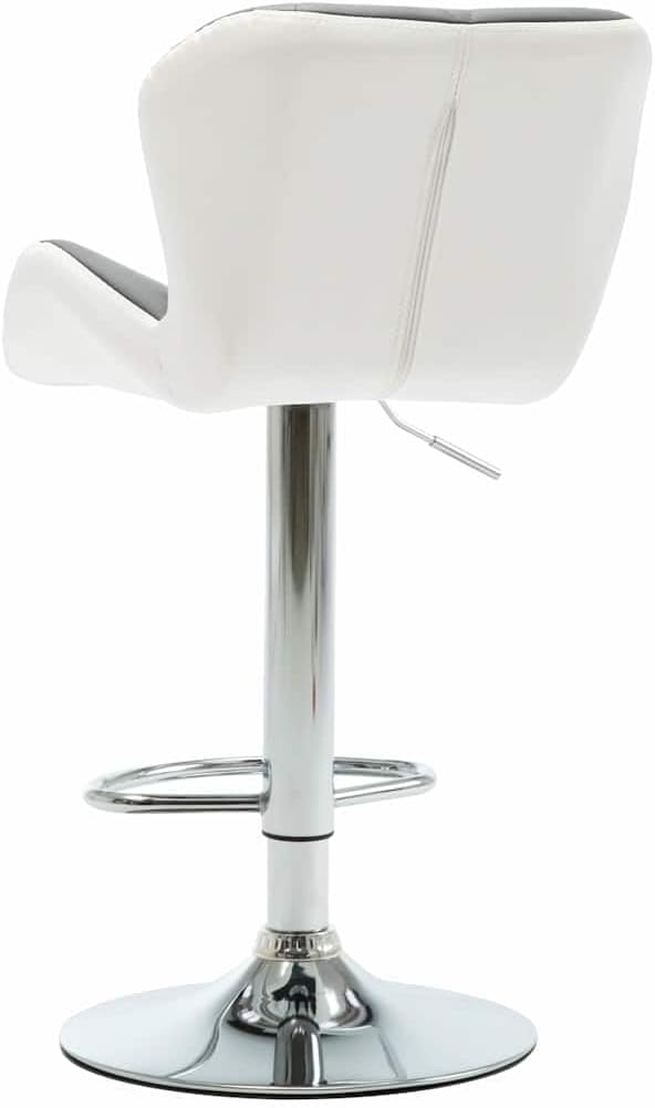 Modern Adjustable Bar Stool with Faux Leather Seat and Polished Chrome Frame, Grey Counter Height Swivel Stool for Kitchen Island Pub Dining Room