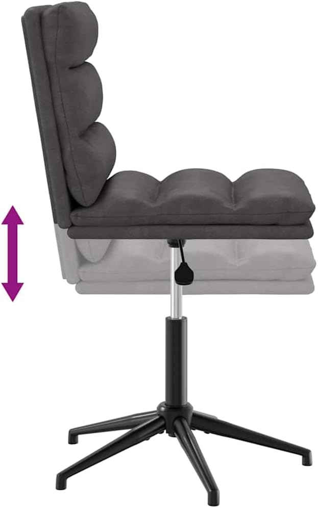 Adjustable Black Faux Leather Dining Chair, Metal Frame, 29.1-33.1", 265 lb, Modern