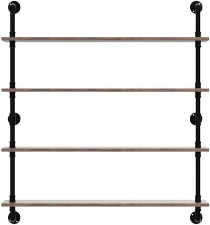 HDDFER Floating Bookshelf Shelves Industrial Pipe Shelving Floating Pipe Shelf with Wood Planks 48 inch Industrial Wall Shelves Rustic Hanging Bookshelf Farmhouse Kitchen Shelving