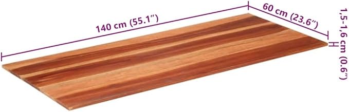 Solid Acacia Wood Table Top 55.1 x 23.6 Inches, Rectangular Desktop Replacement for Dining Room Desk Kitchen Cafe Workstation Brown