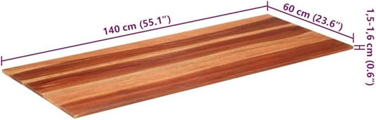 Solid Acacia Wood Table Top 55.1 x 23.6 Inches, Rectangular Desktop Replacement for Dining Room Desk Kitchen Cafe Workstation Brown