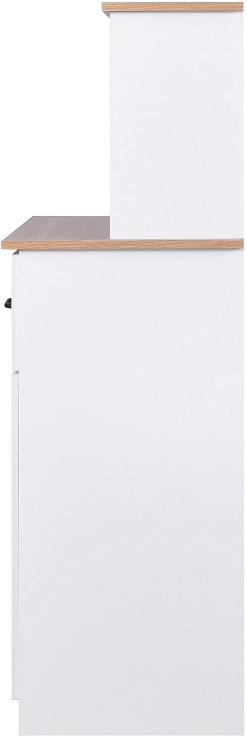 White Cupboard, Freestanding Multifunctional Kitchen Pantry Storage Cabinet with Drawers, Doors and Adjustable Shelf