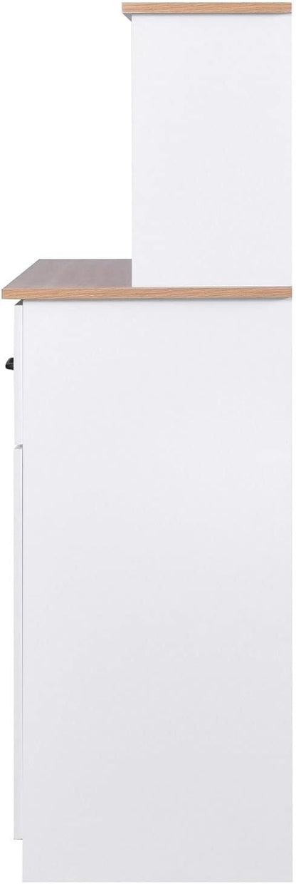 White Cupboard, Freestanding Multifunctional Kitchen Pantry Storage Cabinet with Drawers, Doors and Adjustable Shelf