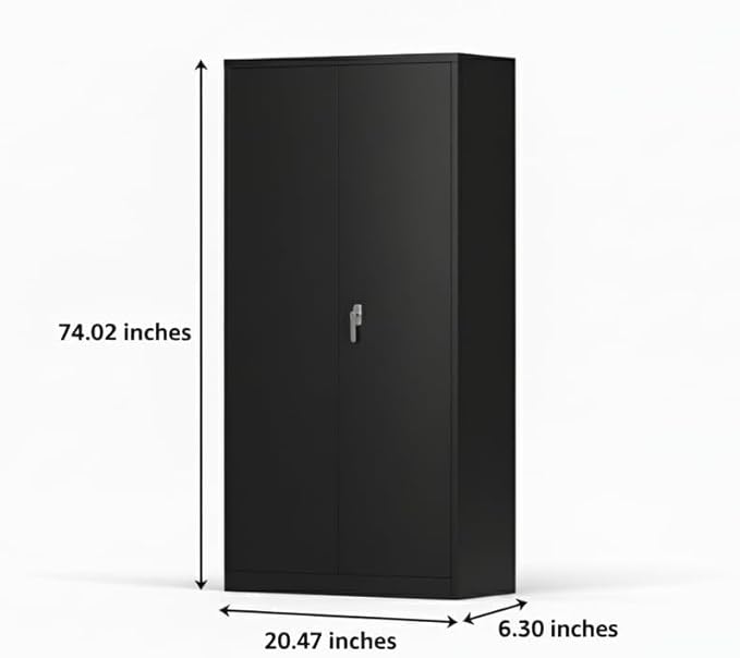 72in Heavy Duty Steel Wardrobe Cabinet with Lock, Metal Garage Storage Cabinets with Adjustable Shelves & Hanging Rod, Metal Cabinet Storage for Home, Bedroom, Office, Closet
