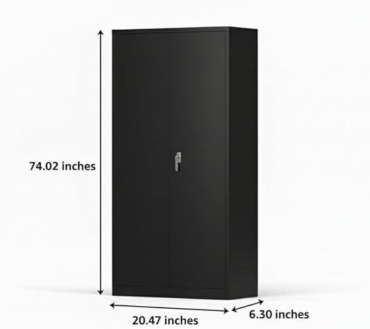 72in Heavy Duty Steel Wardrobe Cabinet with Lock, Metal Garage Storage Cabinets with Adjustable Shelves & Hanging Rod, Metal Cabinet Storage for Home, Bedroom, Office, Closet
