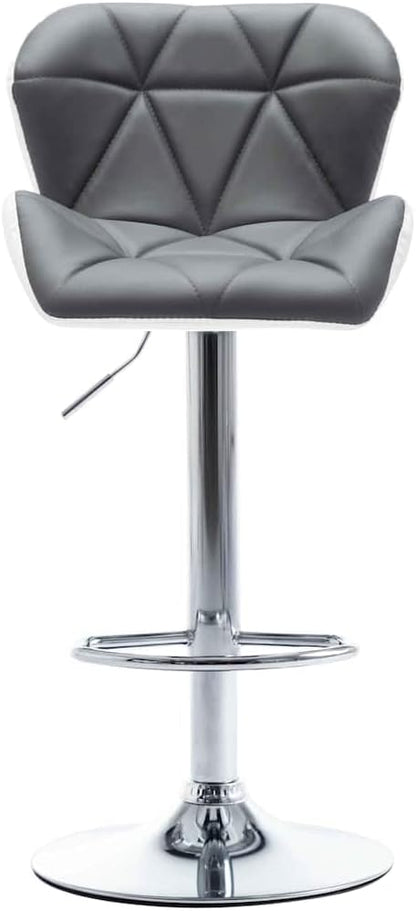 Modern Adjustable Bar Stool with Faux Leather Seat and Polished Chrome Frame, Grey Counter Height Swivel Stool for Kitchen Island Pub Dining Room