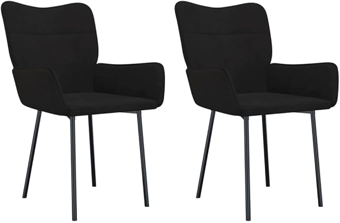 Modern Velvet Dining Chairs Set of 2 Black Kitchen Chairs with Sturdy Metal Frame - Comfortable Ergonomic Design for Dining Room Kitchen Living Room Furniture