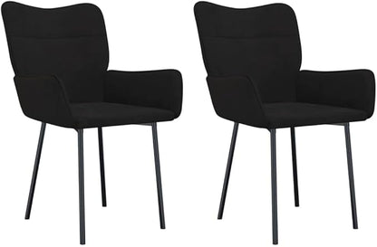 Modern Velvet Dining Chairs Set of 2 Black Kitchen Chairs with Sturdy Metal Frame - Comfortable Ergonomic Design for Dining Room Kitchen Living Room Furniture