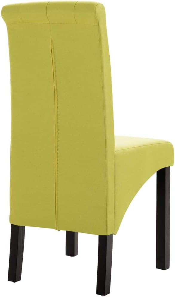 Green Fabric Dining Chairs Set of 2 with Rubber Wood Legs, Comfortable Ergonomic Seating for Dining Room Kitchen and Home Decor