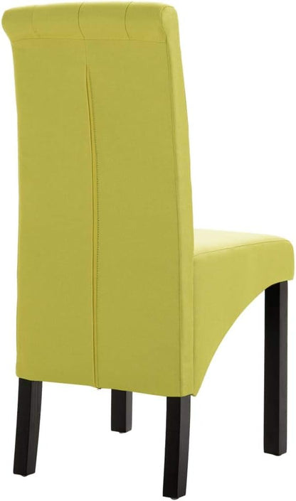 Green Fabric Dining Chairs Set of 2 with Rubber Wood Frame – Ergonomic Kitchen & Dining Room Furniture, 16.5" Seat Width Modern Farmhouse Accent Chairs