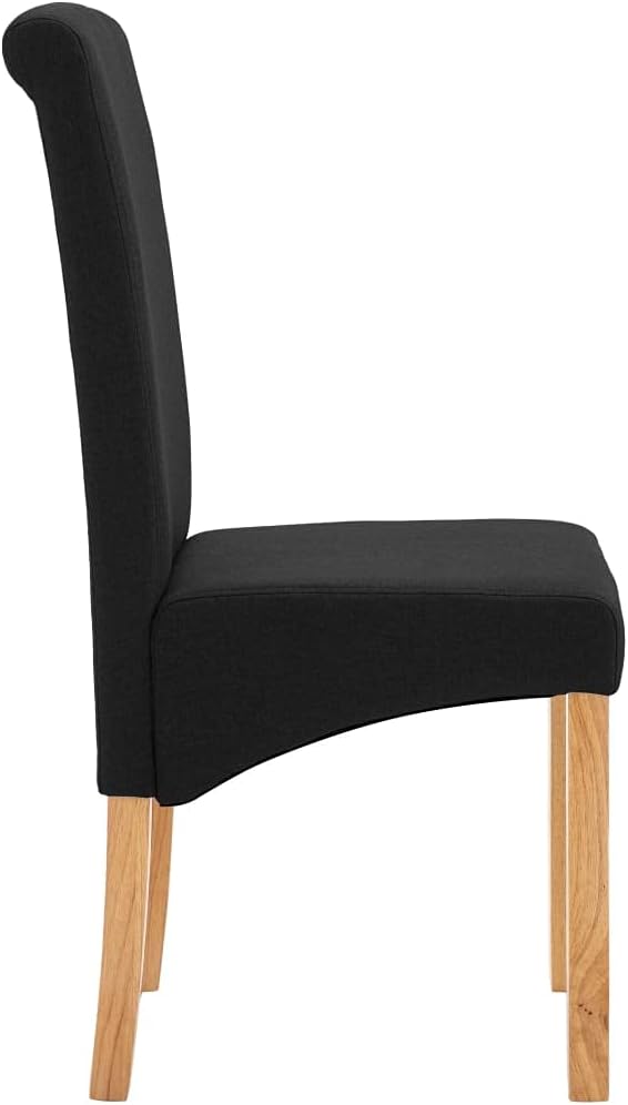 Dining Chairs Set of 6 Black Fabric Upholstered Modern Wooden Frame Chairs with Ergonomic Design for Dining Room and Kitchen