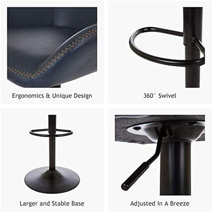 Glitzhome 3-Piece Pub Table and Chairs, Square Bar Height Adjustable Swivel PU Leather Bar Stools Set of 2, Rustic Dining Room Tables for Kitchen Island Bistro Office Living Room Small Space