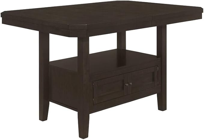 HomeStock Counter Height Table with Storage ' Rectangular Kitchen Dining Table ' Cappuccino Finish