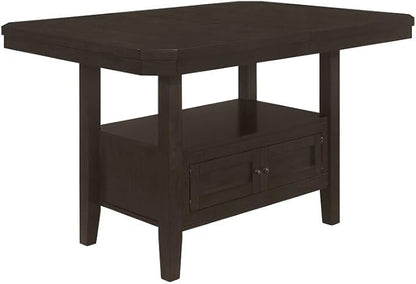 HomeStock Counter Height Table with Storage ' Rectangular Kitchen Dining Table ' Cappuccino Finish
