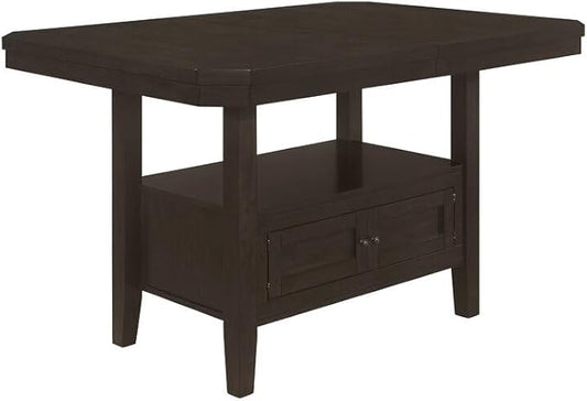HomeStock Counter Height Table with Storage ' Rectangular Kitchen Dining Table ' Cappuccino Finish