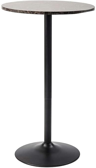 Pearington Round Bar and Pub Table with Faux Marble Top and Black Base, 1-Pack