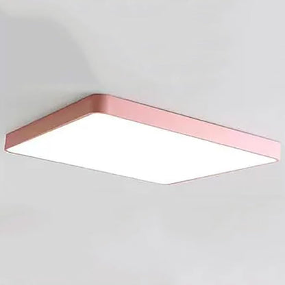LED Ceiling Light Fixture,16 * 24 Inch Modern Rectangle Recessed Ceiling Lights,48W 3000K-6000K Dimmable Light,Pink Close to Ceiling Lighting Flush Mount Living Room Bedroom Ceiling Lamp
