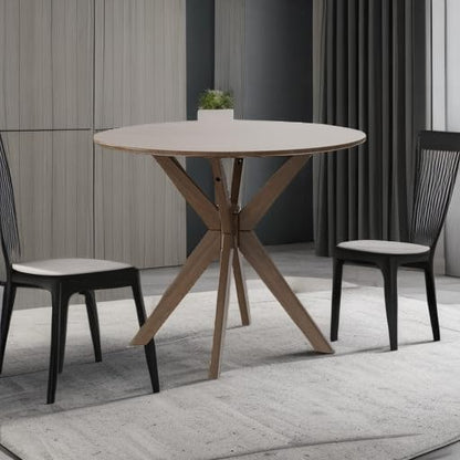 Giantex 36" Round Wood Dining Table, Farmhouse Kitchen Table with Intersecting Pedestal Base & Solid Rubber Wood Legs, Vintage Coffee Tables for Dinette, Small Spaces, Restaurant, Brown