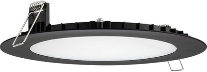 Juno LED Recessed Lights 6 Inch Round Wafer Downlight, 5-in-1 Switchable White Color Temperature, 120 Volts, 6-Inch Ultra-Thin Flat Trim, Matte Black with Brushed Nickel Trim (WF6 SWW5 90CRI MBBN M6)