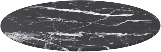 Round Tempered Glass Table Top 19.7 inch Black Marble Design Scratch Heat Resilient Easy Clean Modern Dining Tabletop for Kitchen Living Room Outdoor Patio