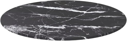 19.7 inch Round Tempered Glass Tabletop Black with Marble Pattern Durable Heat Scratch Resistant Modern Countertop for Dining Living Office