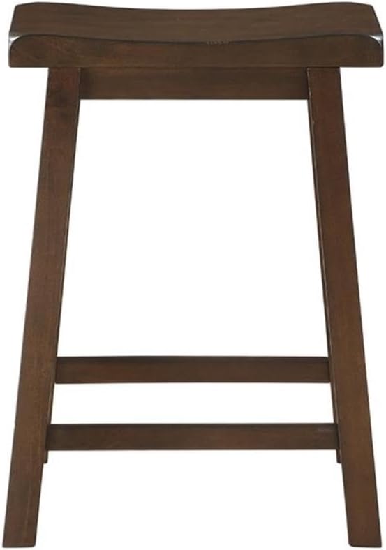 Pemberly Row 3 Piece Wood Counter Height Dining Set with Saddle Stools, Small Farmhouse Bar Table for 2 People, Tall Dinette Set for Smal Space, Dark Brown