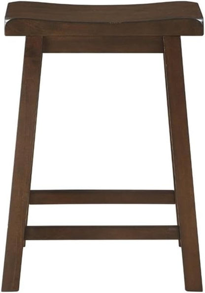 Pemberly Row 3 Piece Wood Counter Height Dining Set with Saddle Stools, Small Farmhouse Bar Table for 2 People, Tall Dinette Set for Smal Space, Dark Brown