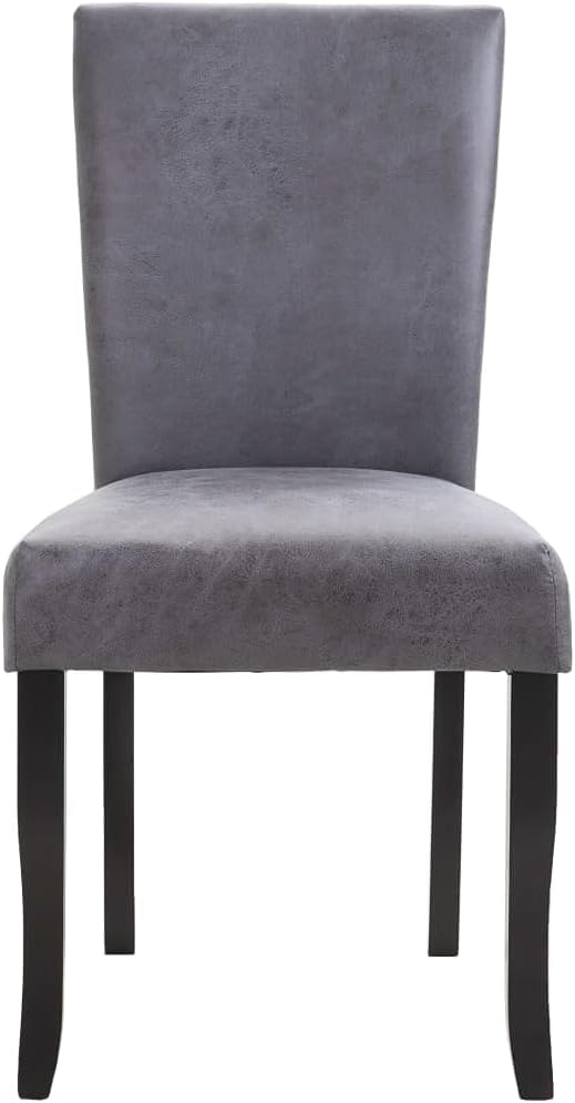 Dining Chairs Set of 2, Gray Faux Suede Leather with Solid Wood Frame, 23.6 x 19.1 x 36.6 in Ergonomic Modern Dining Room Accent Seating for Kitchen Living Room