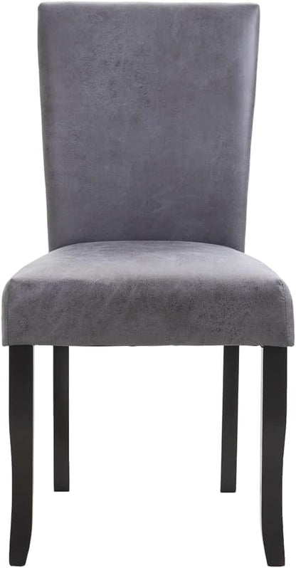 Dining Chairs Set of 2, Gray Faux Suede Leather with Solid Wood Frame, 23.6 x 19.1 x 36.6 in Ergonomic Modern Dining Room Accent Seating for Kitchen Living Room