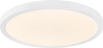 Maxxima 14 in. LED Flush Mount Ceiling Light, 2500 Lumens, 5 CCT 2700K/3000K/3500K/4000K/5000K Panel Light, White Trim Round Fixture, Dimmable for Modern Bedroom, Kitchen, and Living Room Lighting