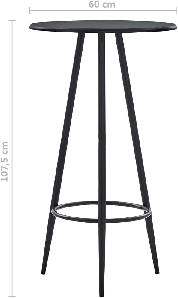 Compact Bar Table with MDF Top and Steel Frame for Kitchen Dining Room, Modern Black Design Seats Four, Space-Saving Indoor Use