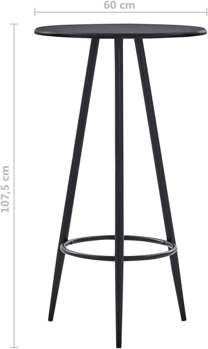 Modern Black Bar Table with Steel Frame and MDF Top for Kitchen Dining Room Compact Design Seats Four Indoor Use