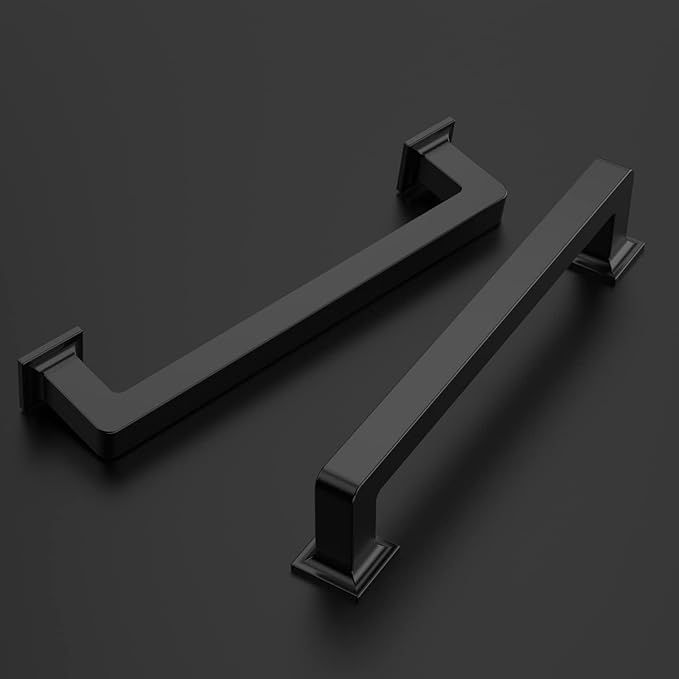 Amerdeco 10 Pack Matte Black Cabinet Pulls 6.3 Inch(160MM) Hole Centers Kitchen Cabinet Handles Cabinet Hardware Kitchen Handles for Cabinets Cupboard Handles Drawer Pulls ZH0019