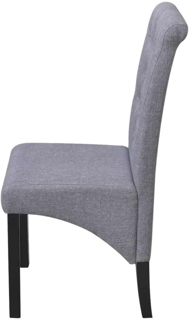 Modern Farmhouse Dining Chairs Set of 2 Dark Gray Fabric Upholstered Kitchen Chairs with Padded Seat and Backrest for Dining Room, Kitchen, Comedor
