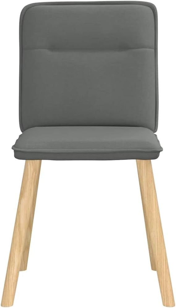 Dining Chair Set of 6 Dark Grey Fabric Upholstered Modern Dining Room Chairs with Rubber Wood Frame for Kitchen and Comedor
