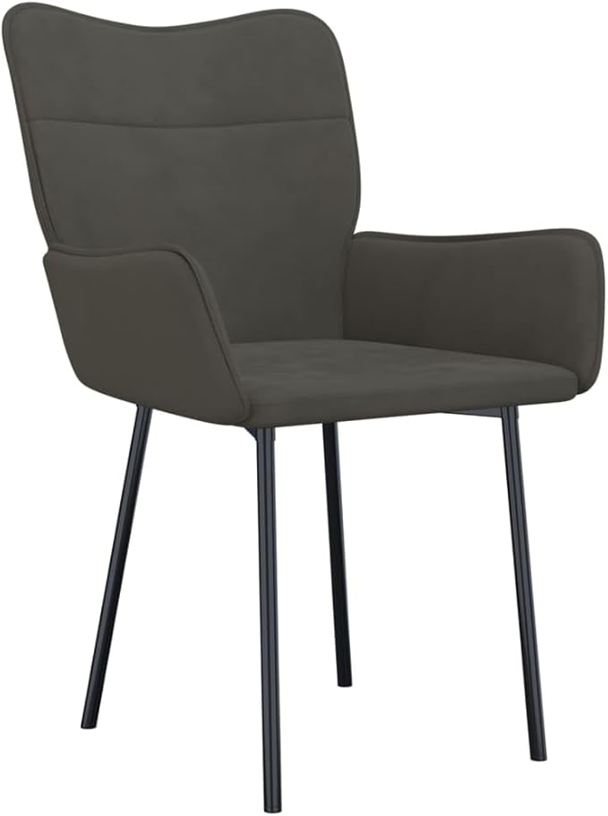Dark Grey Velvet Dining Chairs Set of 2, Modern Accent Chairs for Kitchen Dining Room, Compact Velvet Upholstered Furniture with Sturdy Metal Frame