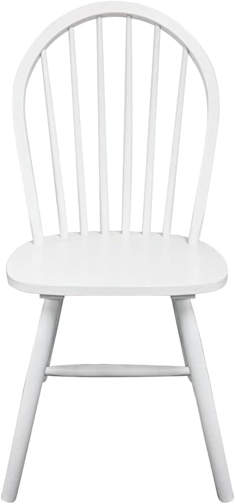 Set of 4 White Solid Rubber Wood Dining Chairs 20.5"x18.3"x37" Matte Finish Modern Farmhouse Seating for Dining Room Kitchen Living Room