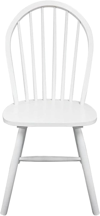 Set of 4 White Solid Rubber Wood Dining Chairs 20.5"x18.3"x37" Matte Finish Modern Farmhouse Seating for Dining Room Kitchen Living Room