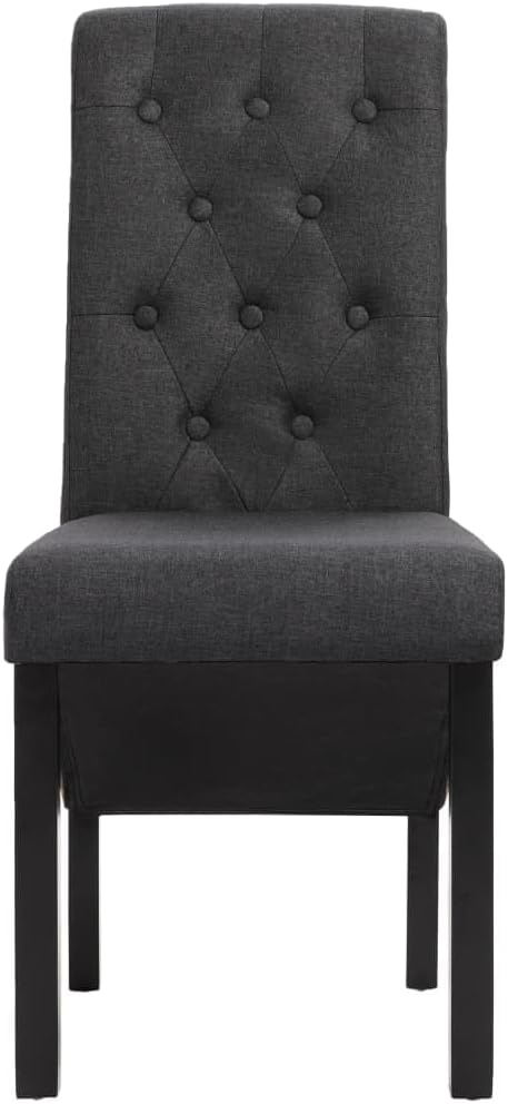 Dark Gray Fabric Dining Chairs Set of 2 with Rubberwood Legs Modern Ergonomic Comfort for Kitchen Dining Room Indoor Furniture