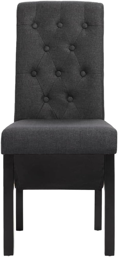 Dark Gray Fabric Dining Chairs Set of 2 with Rubberwood Legs Modern Ergonomic Comfort for Kitchen Dining Room Indoor Furniture