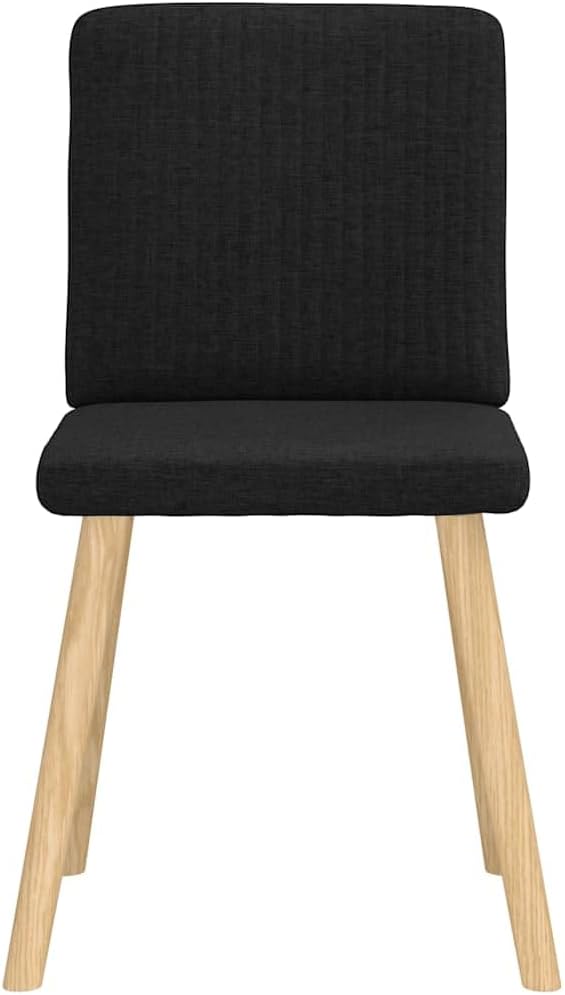 Black Dining Chairs Set of 4, Polyester Seat, Rubberwood Legs, 8.4×7×13.3 in, Matte, for Kitchen/Living