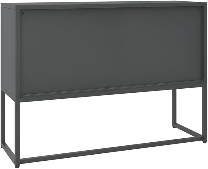 Charcoal Steel Sideboard Buffet Cabinet 41.3L x 29.5H x 13.8W in Metal Storage Credenza with 3 Doors Adjustable Feet Modern Kitchen Dining or Living Room Organizer